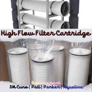 Produk ini kompatibel sebagai pengganti cartridge dari: - Pall High Flow Filter Cartridge - Parker High Flow Filter - 3M Cuno High Flow Cartridge - Pentair Aqualine High Flow Filter